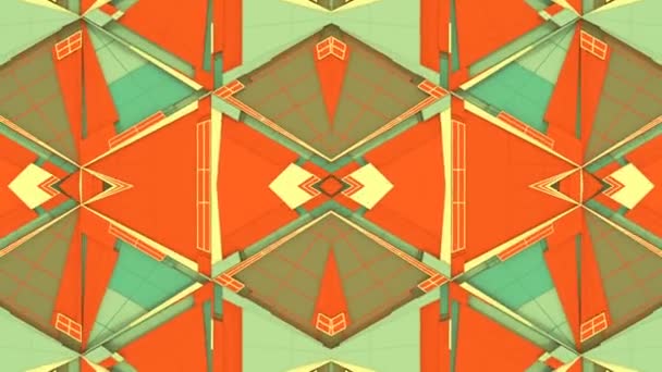 Composition colorée avec des formes triangulaires de mouvement. Animation 3D en boucle de rendu HD — Video