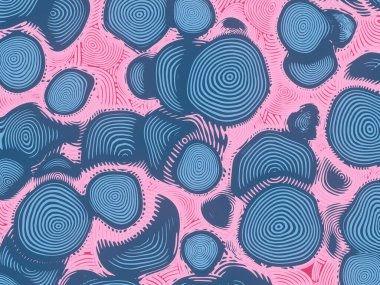 Çizgili daireler çizerek çizilmiş. Çok renkli, soyut yaratıcı bir arkaplan. 3d biçimlendirme dijital vintage illüstrasyonu