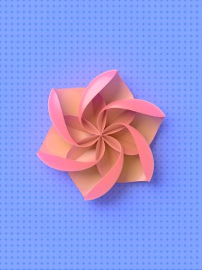 Geometrik biçimlendirilmiş çiçeğin soyut sanat tasarımı. Minimum simge, sembol. Soyut geometrik desen. Modern konsept. 3D görüntüleme arkaplanı. Dijital illüstrasyon