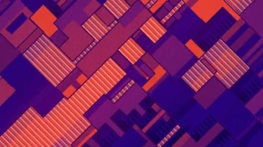 Dikdörtgen şekillerin belirgin çapraz hareketi. 3d canlandırma döngüsü 4K