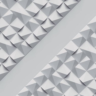 Metnin ya da logon için uygun beyaz şablon. Rastgele düzenlenmiş geometrik şekillerin modern deseni. Soyut pankart reklam yeri. 3D canlandırma dijital illüstrasyon. En küçük resim baskısı