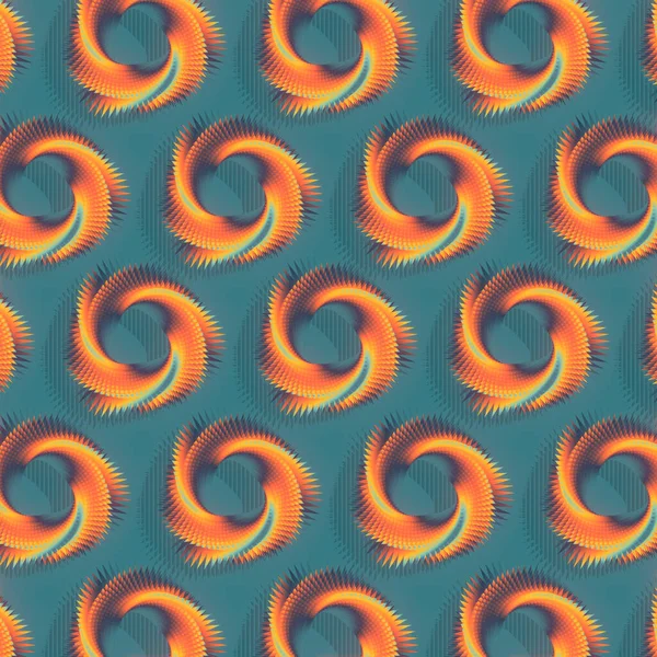 Flerfargede Geometriske Mønstre Med Umulige Sirkulære Former Grønn Bakgrunn Moderne – stockfoto