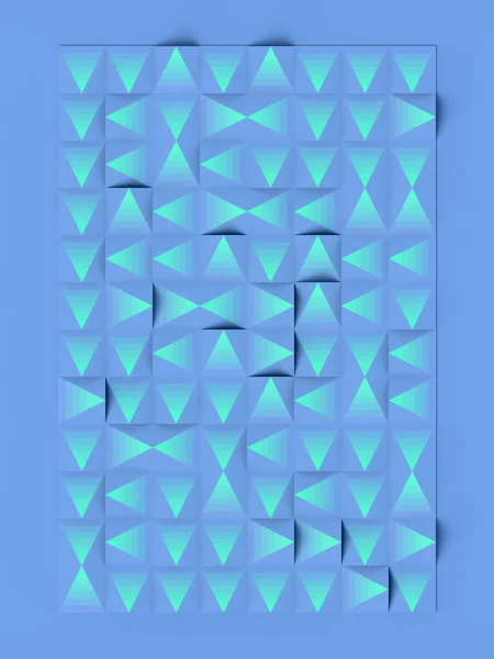 Rektangel Med Mønster Tilfeldig Tilrettelagt Blå Trekanter Ortogografisk Projeksjon Geometrisk – stockfoto