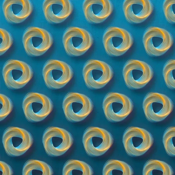 Шаблон Бесконечным Геометрическим Рисунком Цветных Круглых Фигур Перевернутыми Поверхностями Голубой — стоковое фото