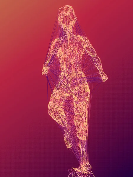 Çizgilerden Noktalardan Kaçan Adamın Dijital Illüstrasyon Figürü Moda Eğilimi Tasarım — Stok fotoğraf