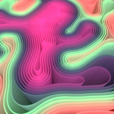 Soyut çok renkli labirent 3D dijital çizim. Yaratıcılık kalıbı. Rengi değişmiş. Tasarım şablonu