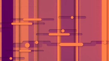 Renkli çizgiler arasında hareket eden geometrik şekiller. 3d canlandırma döngüsü HD