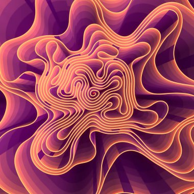 Hipnotik çok renkli labirent. Soyut sanat tasarım şablonu. Geometrik arkaplan. Işık etkisi. Modern tasarım. 3d dijital resimleme