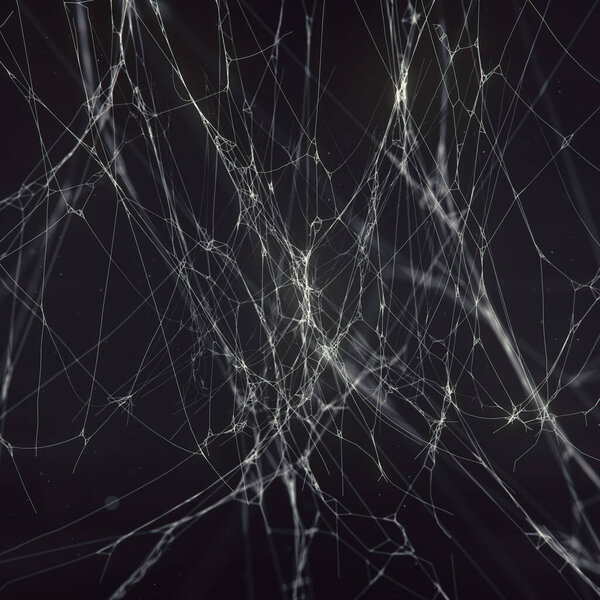 Паутина или паук женятся изолированы на темном фоне. Фантастический абстрактный 3D-рендеринг цифровой иллюстрации