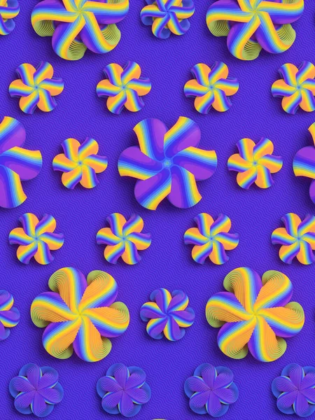 Patrón Estilizado Geométrico Simple Multicolor Capullos Flores Estilo Creativo Renderizado —  Fotos de Stock