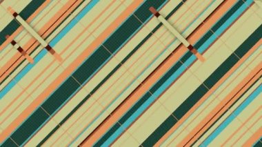 Geometrik şablonun 3 boyutlu canlandırması. Şehir taşımacılığı soyut kavramı