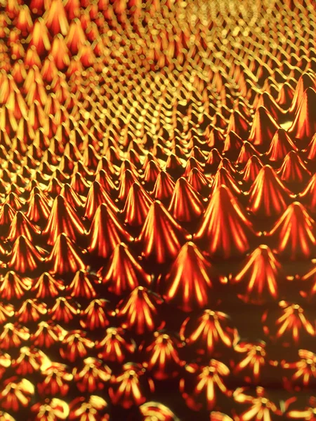 Plantilla de diseño de lujo moderno de fluido dorado ferromagnético abstracto con profundidad de campo. 3d representación ilustración digital — Foto de Stock