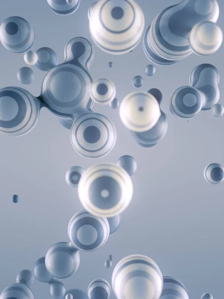 Rendering Modern Template White Floating Liquid Blobs Metaballs Depth Field — Φωτογραφία Αρχείου