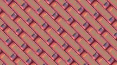 Hareket eden dikdörtgen şekillerin dijital ve kusursuz döngü animasyonu. 3d görüntüleme HD