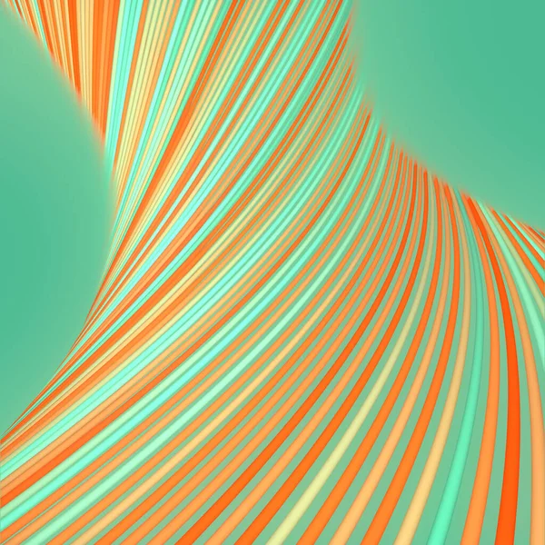 Abstract Digital Illustration Orange Green Twisted Lines Trendy Pattern Wavy — Stock Photo, Image