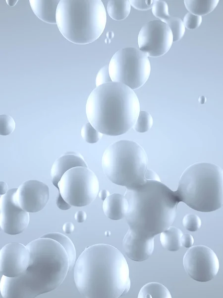 Модные Белые Плавающие Жидкие Капли Рендеринг Жидкости Творческого Фона Глубина — стоковое фото