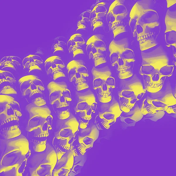 Pillar Cartoon Skulls Protest Art Poster Style Modern Grunge Concept — Photo