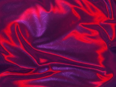 Dekorasyon tasarımı için parıltılı geometrik desenli parlak dalgalı kumaş. Gelecekçi holografik konsept. Yaratıcı moda tasarımı. 3d dijital resimleme