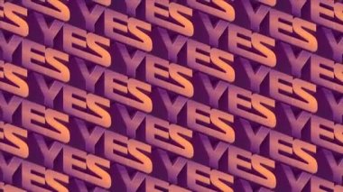 Kelimelerin dijital döngü animasyonu EVET. Soyut arkaplan 4K UHD