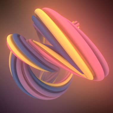 Smooth curved soft line 3d rendering digital illustration. Fluid color shape in cartoon style. Abstract colorful geometric background. Modern cover template design. Fluid gradient composition
