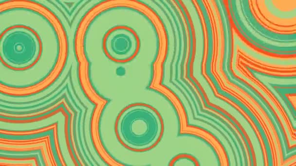 Flat pattern of concentric orange and green circles 3d rendering loop animation — Stock Video