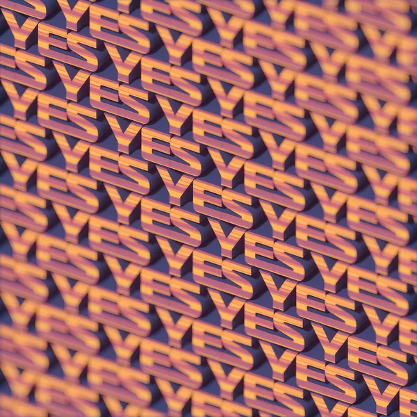 SÍ palabra de las letras 3d ilustración digital. Patrón abstracto con textura rayada. renderizado 3d — Foto de Stock