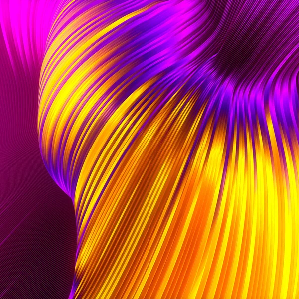 Wave-like iridescent striped background. 3d rendering digital illustration — Stock Photo, Image