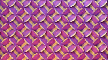 Parlak 4K animasyonu ve üç boyutlu dönen elementlerin hipnotik deseni. Operasyon Sanatı tarzında kusursuz bir döngü. Pembe, mor ve sarı çizgiler dinamik, retro bir tasarım yaratır.