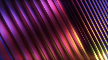 Soyut bir arkaplanın kusursuz üç boyutlu animasyonu. Mor ve turuncu tonlarda pürüzsüz metalik çizgiler. Dinamik ışıklandırma ve gradyanlar. Şık bir gelecek modeli.