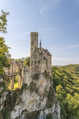 Lichtenstein Castle, closeup giriş kapısı ve asma köprü