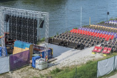 Regensburg genel görüntüleme alanında Futbol Fransa Em sırasında boş koltuk