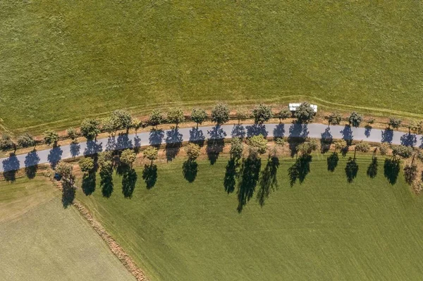 Picture Aerial View Street Avenue Fields Meadows Fields Bavarian Forest — Stock Photo, Image