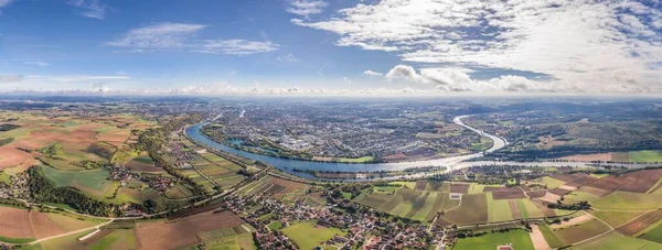 Bild Panorama Flygfoto Över Staden Regensburg Bayern Och Landskapet Med — Stockfoto