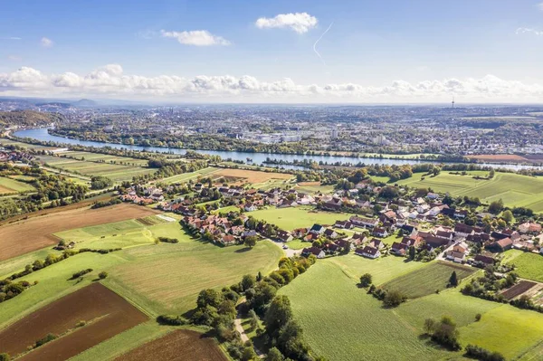 Bild Flygbild Staden Regensburg Bayern Och Landskapet Med Floden Donau — Stockfoto