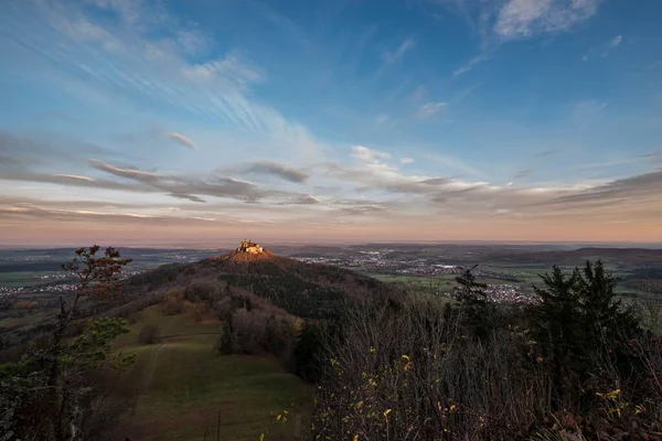 Nascer Sol Zeller Horn Com Vista Para Castelo Medieval Cavaleiros — Fotografia de Stock