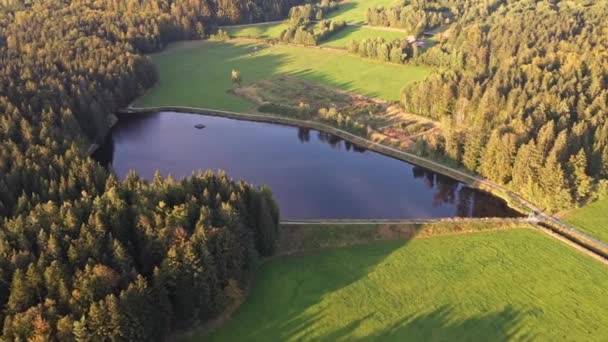 Langsamflug Video Von Luftaufnahmen Mit Drohne Bayerischen Wald Bei Grafenau — Stockvideo