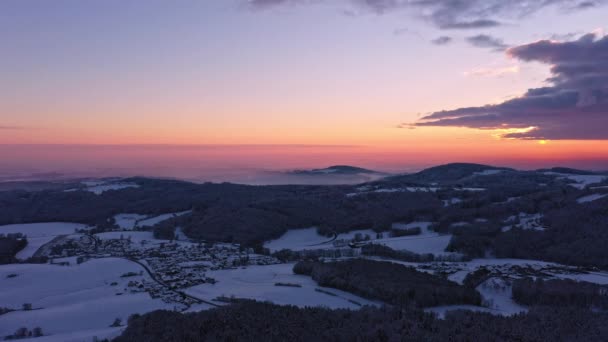 Coucher Soleil Hiver Avec Neige Glace Avec Vue Rusel Vers — Video