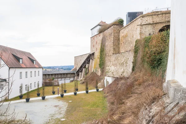 Twierdza Feste Oberhaus Mieście Passau Średniowiecznym Dziedzińcem Zamku Widok Mury — Zdjęcie stockowe