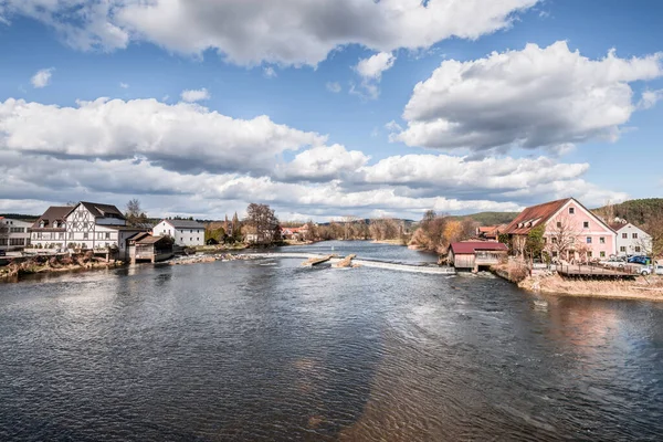 Barrage Weir River Regen Markt Regenstauf Upper Palatinate Németország — Stock Fotó