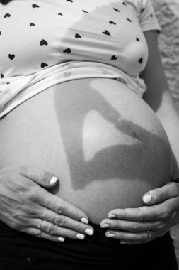 Hamile anne ve babayla yaratıcı bebek çarpışması fotoğraf çekimi