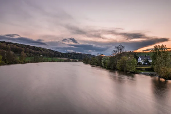 Pilgrimage Church Mariaort River Naab Regensburg Dramatic Sunset Clouds Thunderstorm — Stock Photo, Image