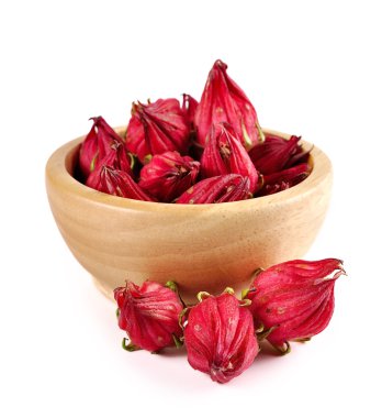 Roselle beyaz arkaplanda izole edildi