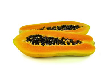 Papaya yakın kadar izole üzerinde beyaz arka plan