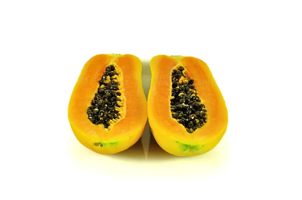 Papaya close up isolated on white background — Stock Photo, Image