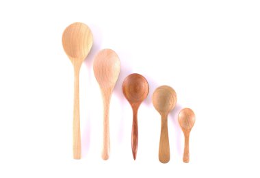 kaşık ahşap beyaz arka plan üzerine