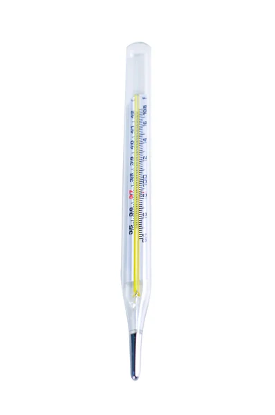 Termometer som närbild på vit — Stockfoto