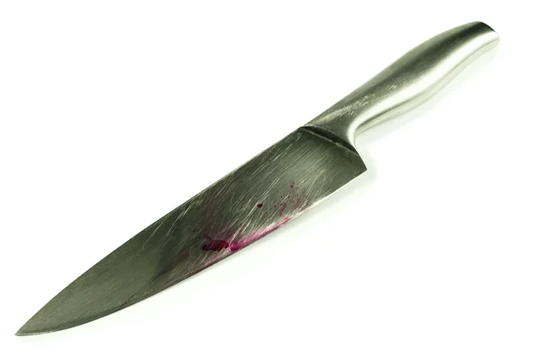白い背景で隔離のナイフの血 — ストック写真