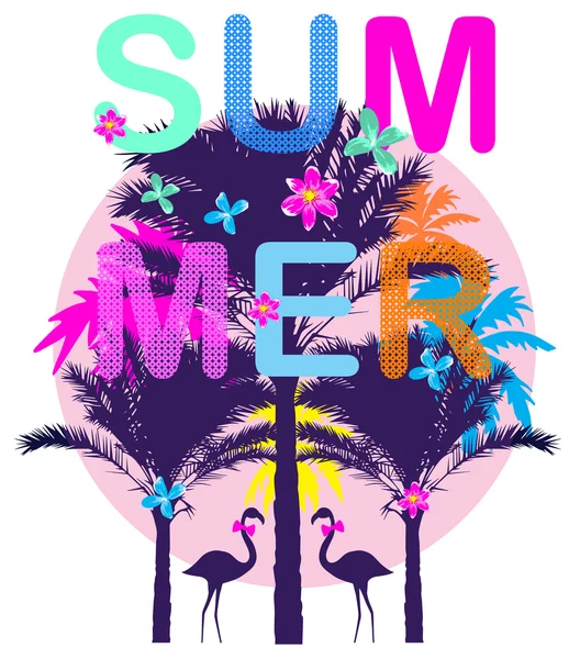 Summer day background with palm tree. Minimalistic multifunctional media backdrop. Vector. Editable. Summer dreams — Stock Vector