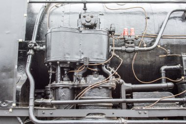 Demiryolu buhar makinesinin mekanik parçalarını kapat