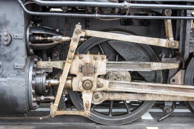 Demiryolu buhar makinesinin mekanik parçalarını kapat